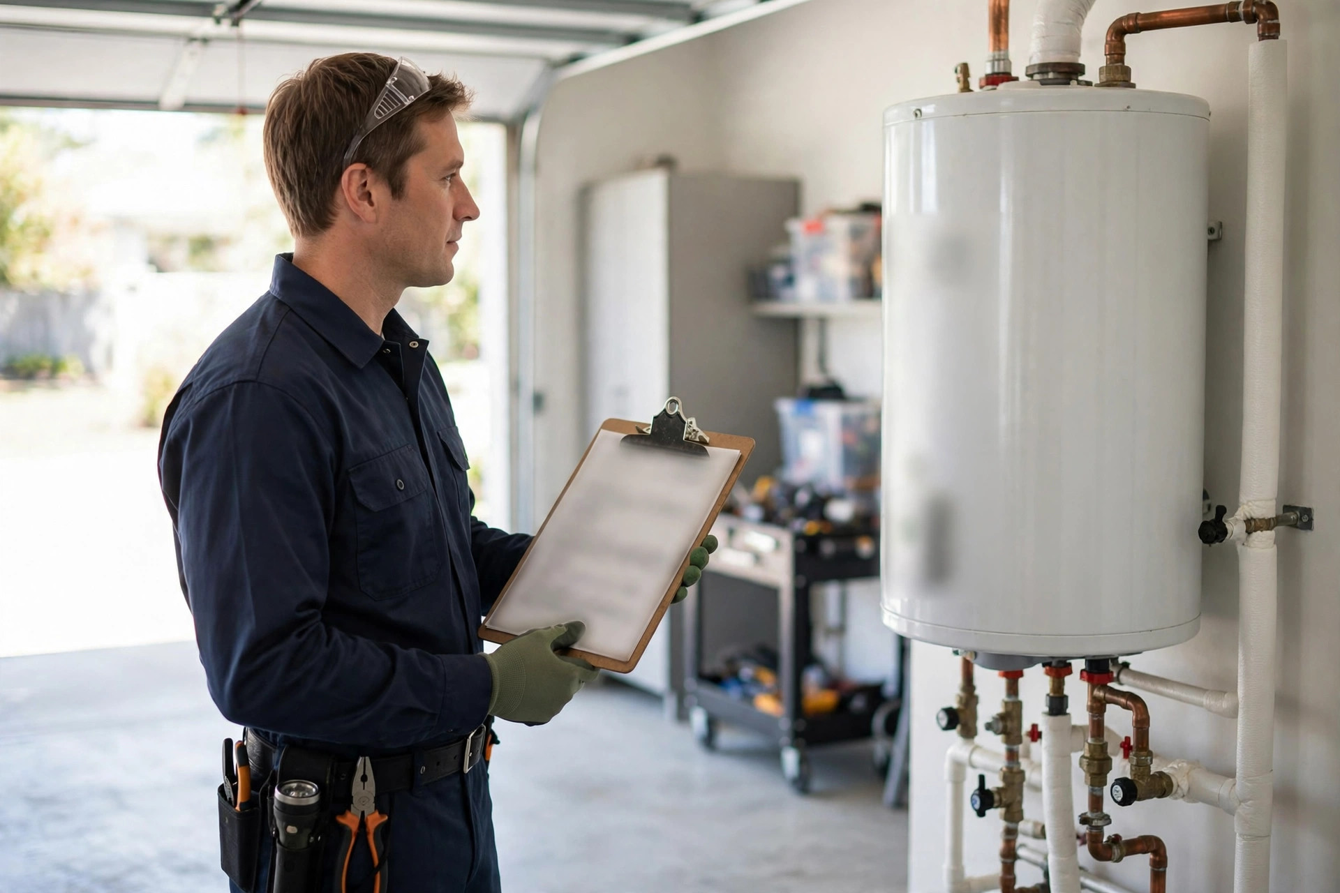 Technician holding a maintenance checklist