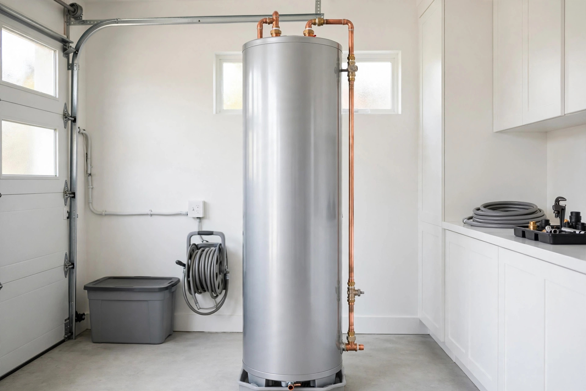 New water heater installed in an Anaheim, CA garage