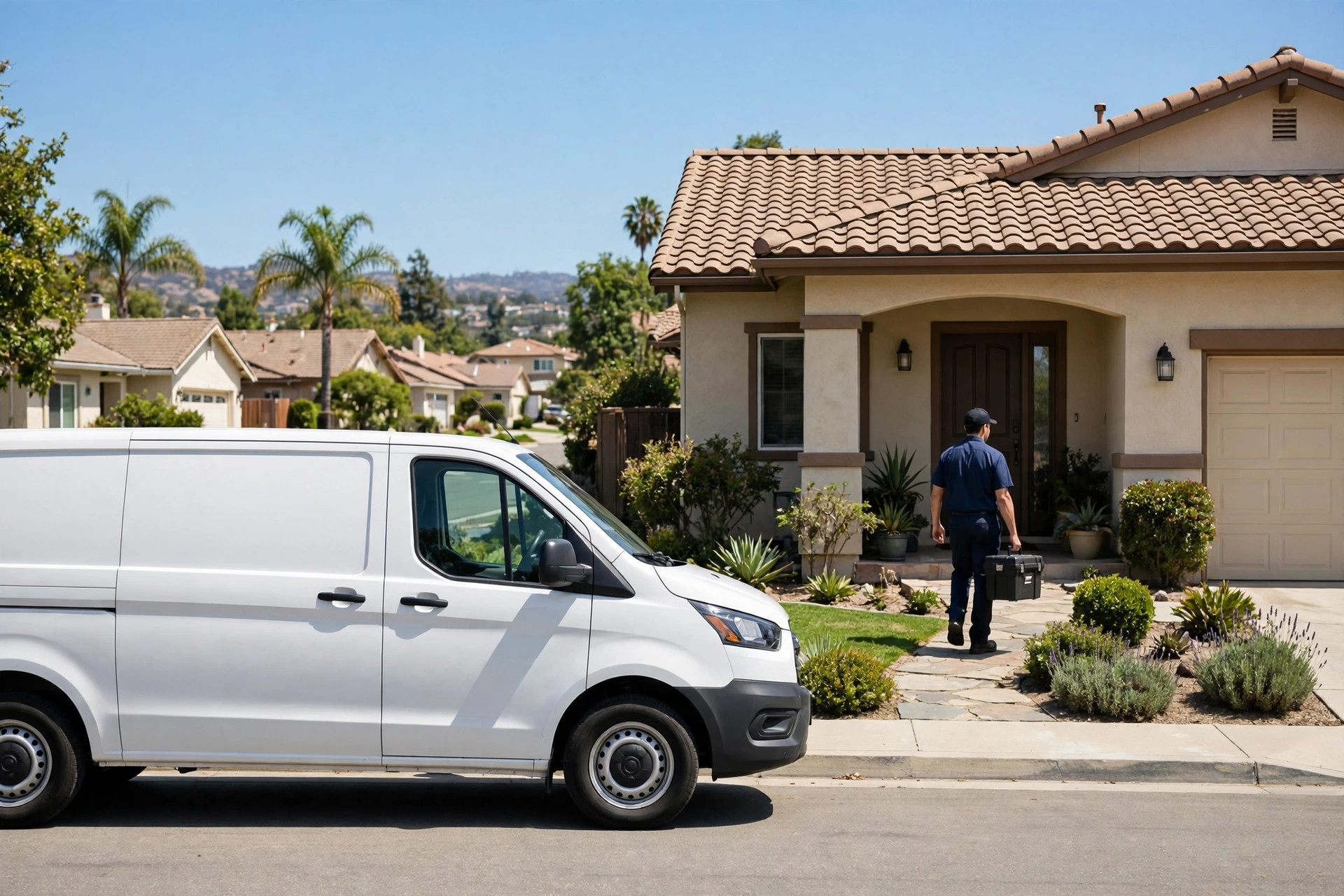 Anaheim Water Heater Pros technician arriving for a scheduled appointment