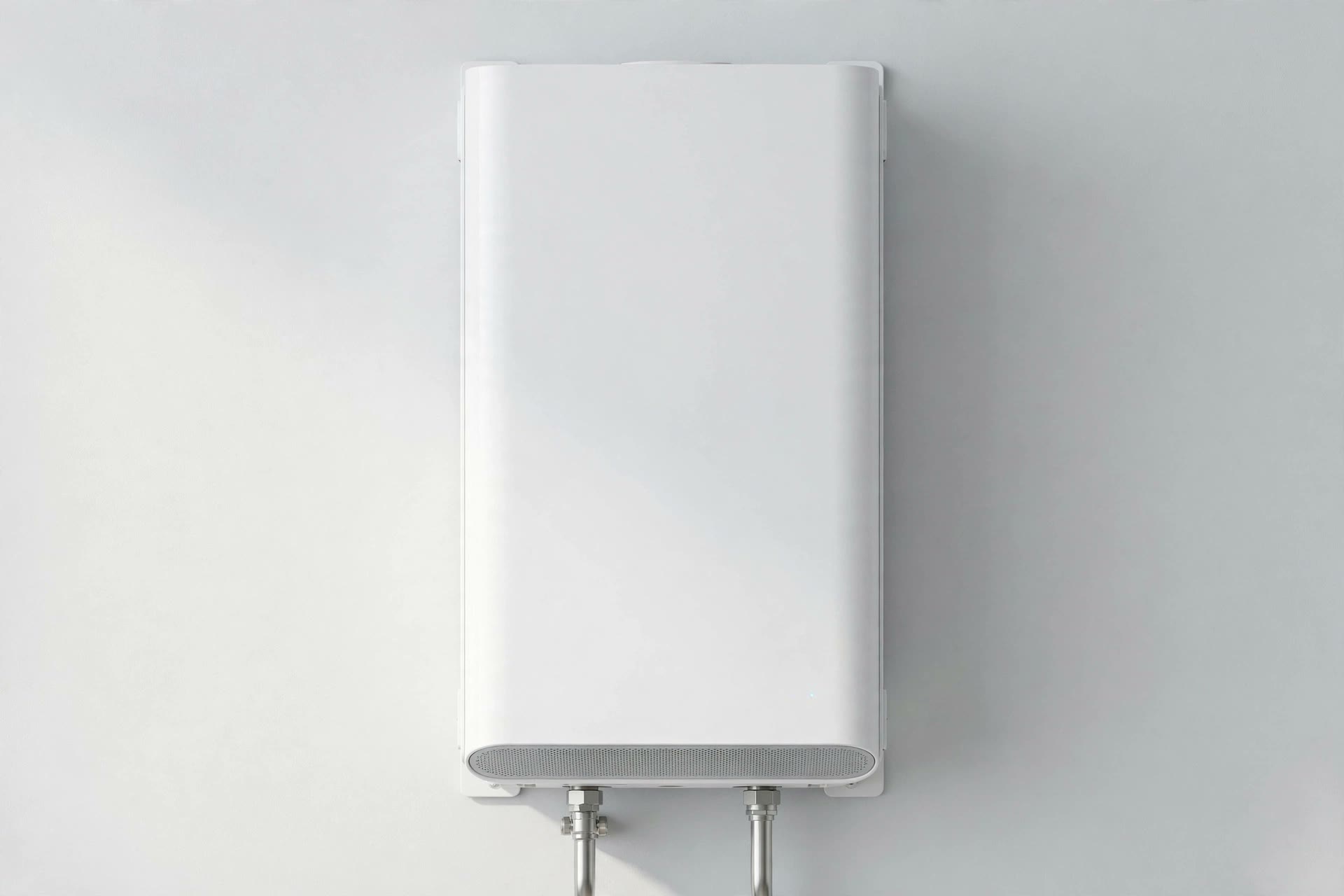 Wall-mounted tankless water heater installed in an Anaheim, CA home