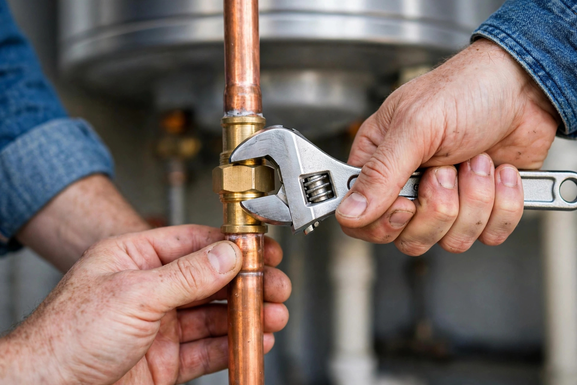 Technician repairing a water heater in Anaheim, CA