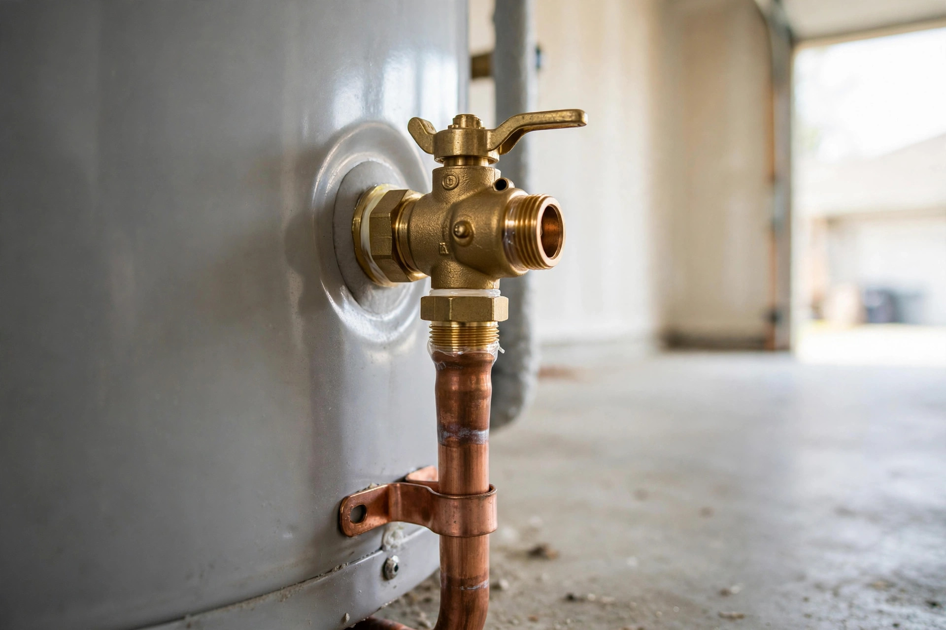 Temperature and pressure relief valve with copper discharge pipe
